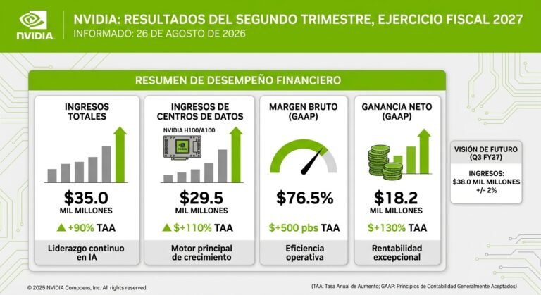 Resultados NVIDIA Q2 2027: ingresos record de $96.200M (+106%)